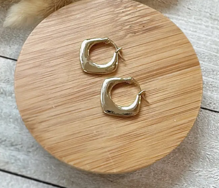 Clover + Coast - Gold Plated Square Hoops