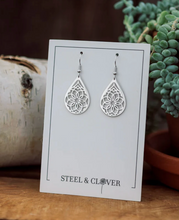 Load image into Gallery viewer, Steel &amp; Clover Earrings
