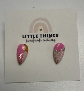 Little Things- Pink Teardrop Studs